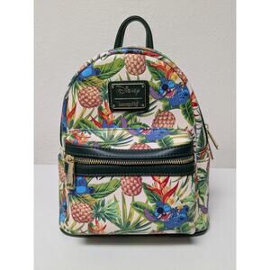 Disney Loungefly Lilo & Stitch Hawaiian Pineapple All Over Print Mini Backpack